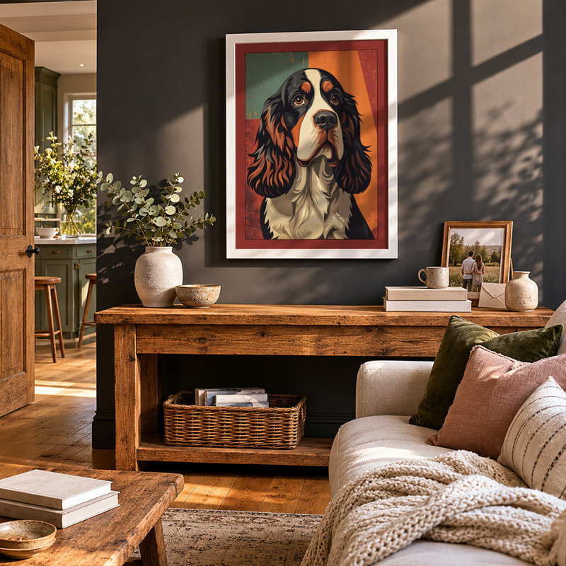 Cavalier in Repose Modern - Framed Print, A3 - 42.0 x 29.7 cm, White