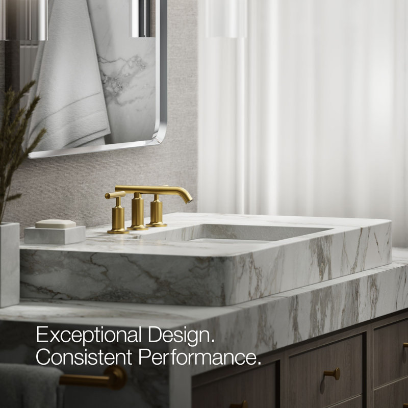 Purist Widespread Bathroom Faucet with Drain Assembly, Vibrant Brushed Moderne Brass