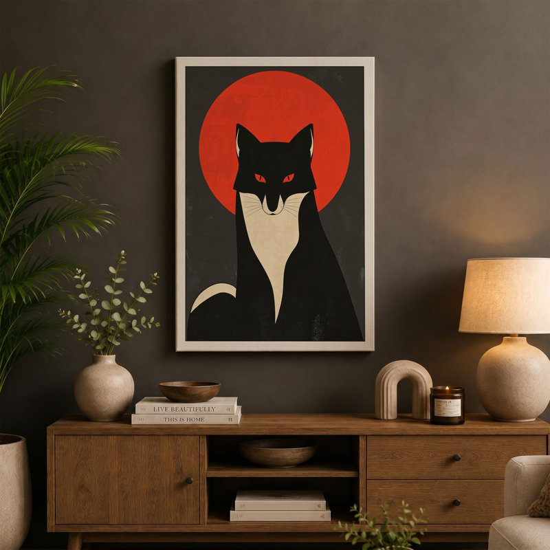 Geometric Cat Icon Modern - Wrapped Canvas, 24x16 - 61.0 x 40.6 cm, White Border