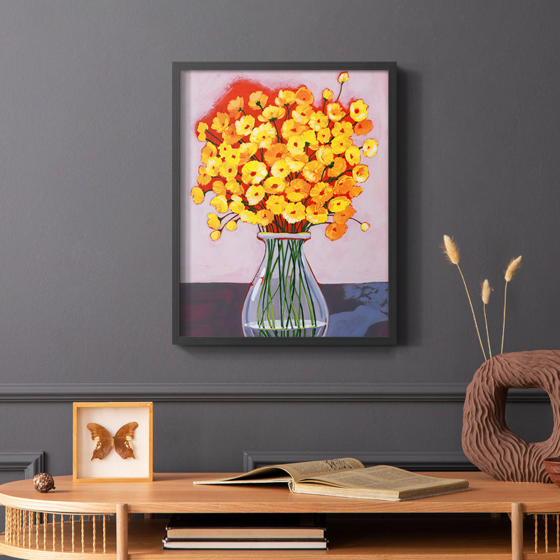 «Daisy Bouquet II», reproduction encadrée - bois massif, H 14 po x l 11 po, Noir