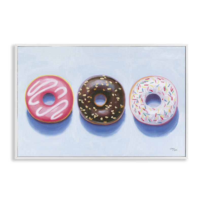 Trio de trois beignets, estampe numérique par Wild Apple, Estampe numérique encadrée blanc bord de mer, H 20 po x l 30 po