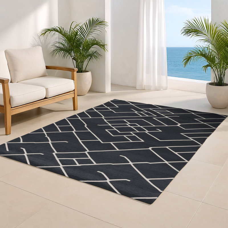 Tapis gris intérieur et extérieur Trellis, Rectangle 4pi x 6 pi