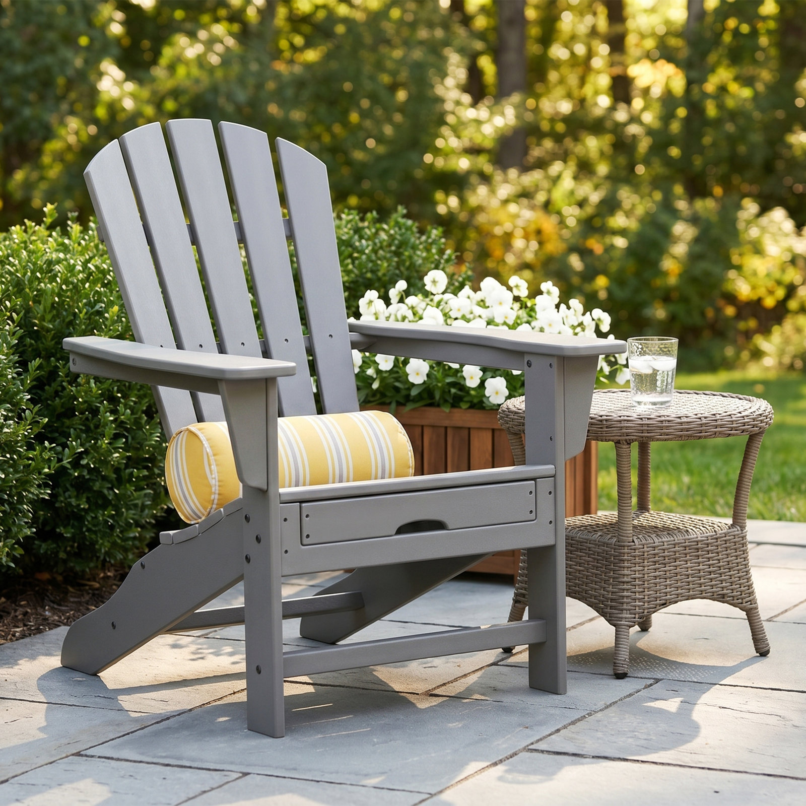 POLYWOOD® Verlyn Adirondack Chair with Leg Rest, Slate Gray