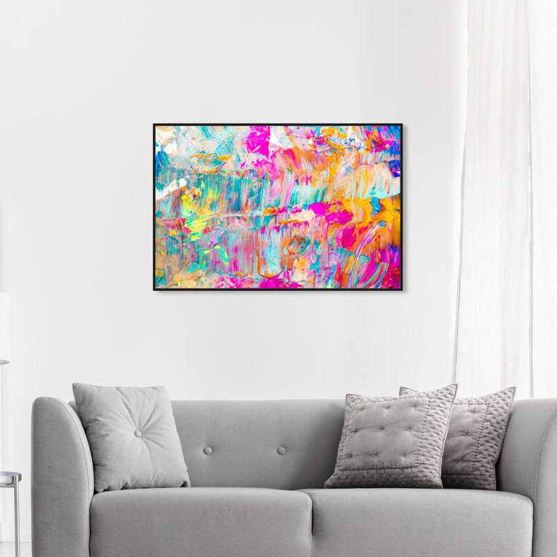 Sunshine Days - Impression sur toile, H 30 po x l 45 po, Reproduction avec cadre flottant, Noir