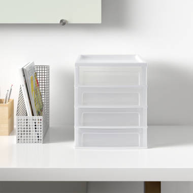 Gracious Living Mini 2 Drawer Desktop Organizer with Flip Top, White (2 Pack)