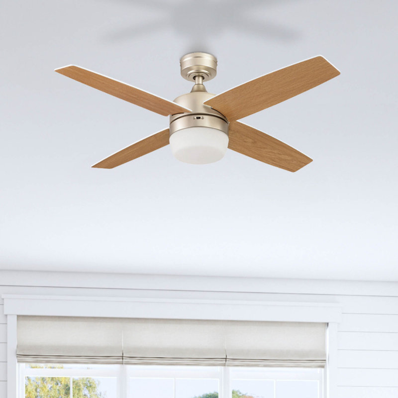 Atlas 44'' Ceiling Fan with LED Lights and Remote Included, Champagne