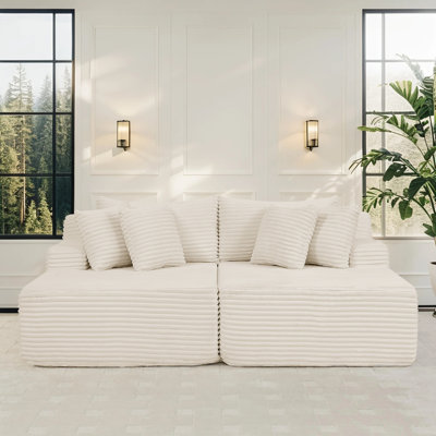 Modern Velvet Lounge Chair - Plush Two-Seater Sofa, No Assembly Required, Soft Fluffy Upholstery, Compact Design for Living Room or Bedroom 