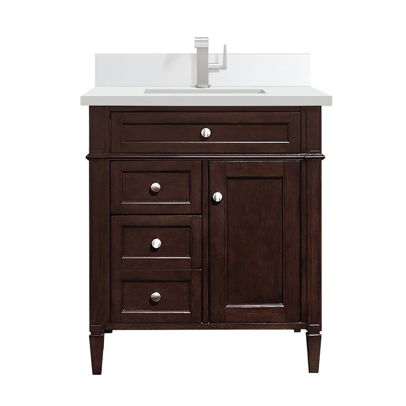 Brittany 30'' W Single Vanity, Single-Hole, Burnished Mahogany, White Zeus