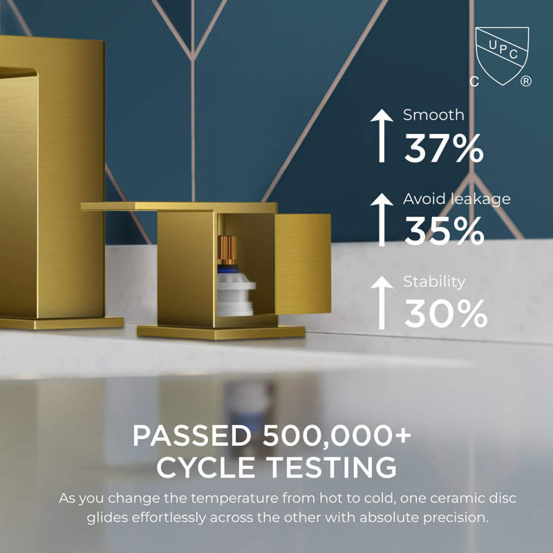 Robinet pour salle de bain à 3 trous et 2 poignées avec ensemble de bonde Waterfall, Or brossé