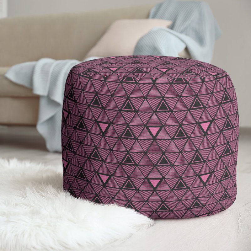 Upholstered Pouf, Dark Pink