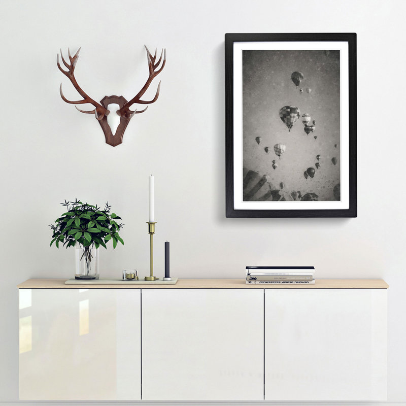 Taking a Hot Air Balloon Ride - Framed Print, 36cm H x 27cm W x 2cm D, Black Framed