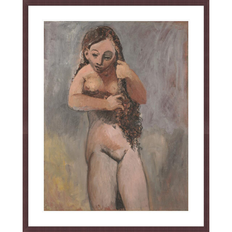 «Nude Combing Her Hair» par Pablo Picasso, impression giclée sur cadre, H 41,5 po x l 33,4 po