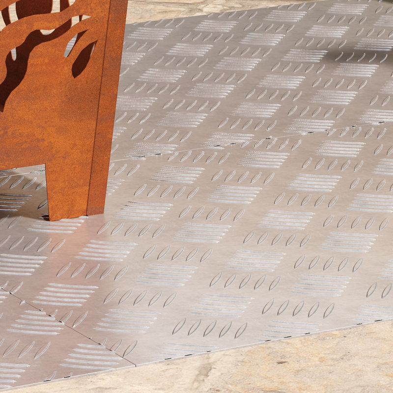Grey Metal 0.3 Cm Stair Treads Rectangular, Rectangle 50cm x 90cm