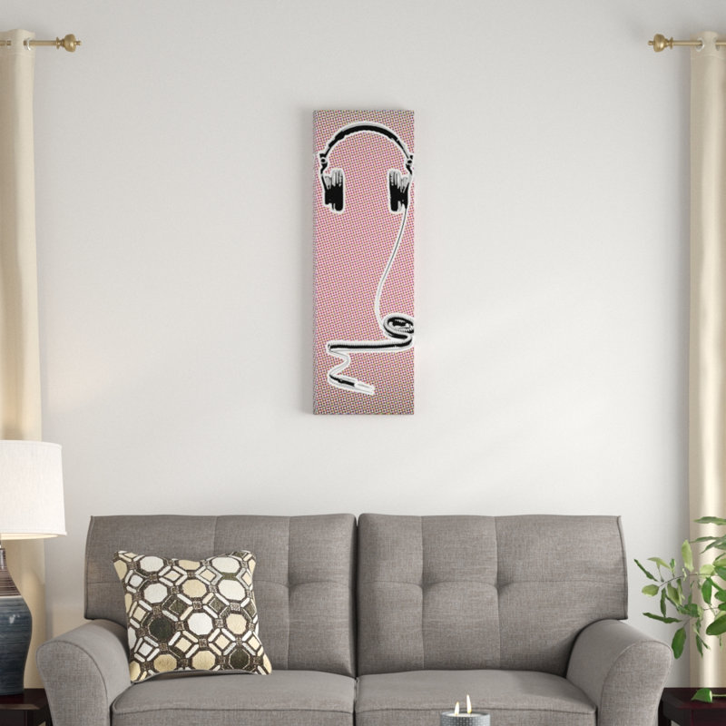 «Headphones», reproduction d'impression sur toile, H 36 po x l 12 po x P 1,5 po, Toile avec cadre noir