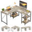 Bureau en forme de L avec tablettes en bois manufacturé Haigh-2140030776