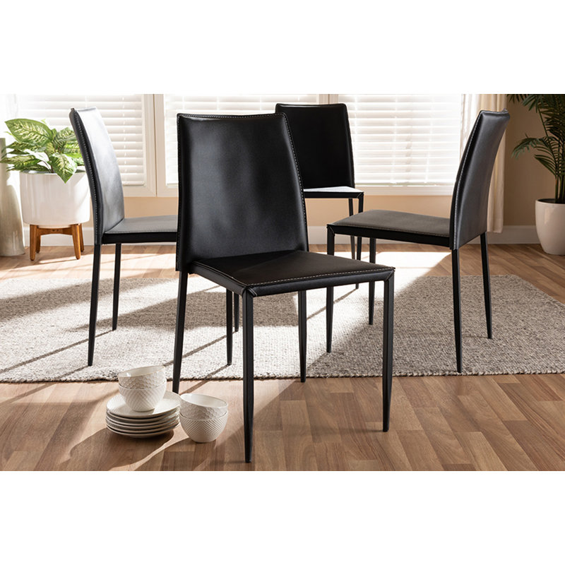 Chaise de salle à manger rembourrée Senecal, Noir