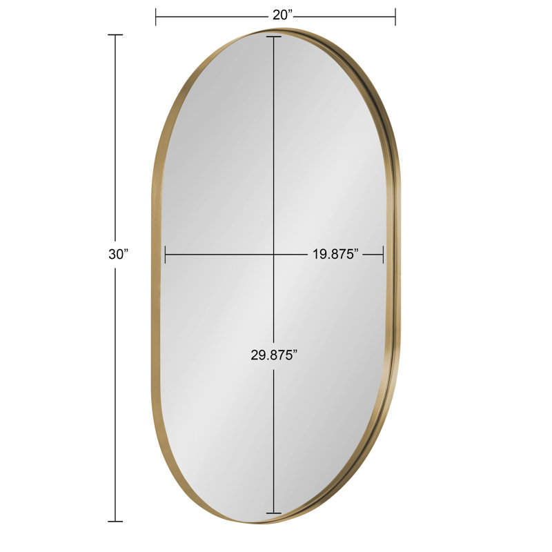 Elegant Brass Oval Wall Mirror with Metal Frame, 30" x 20"