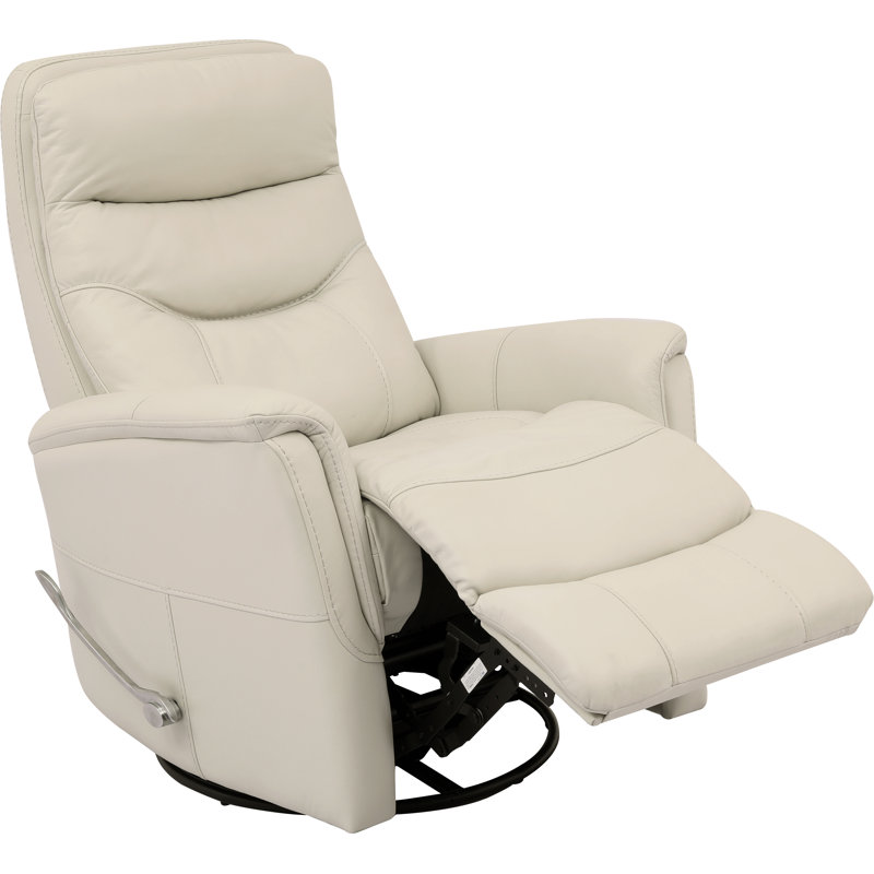 Fauteuil inclinable manuel pivotant en cuir véritable l 30 po Akeelah (ensemble de 2), Ivoire ivoire