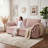 85" Textured Fabric Convertible Sofa Bed, Modern 2-in-1 Sleeper Couch-1126312035