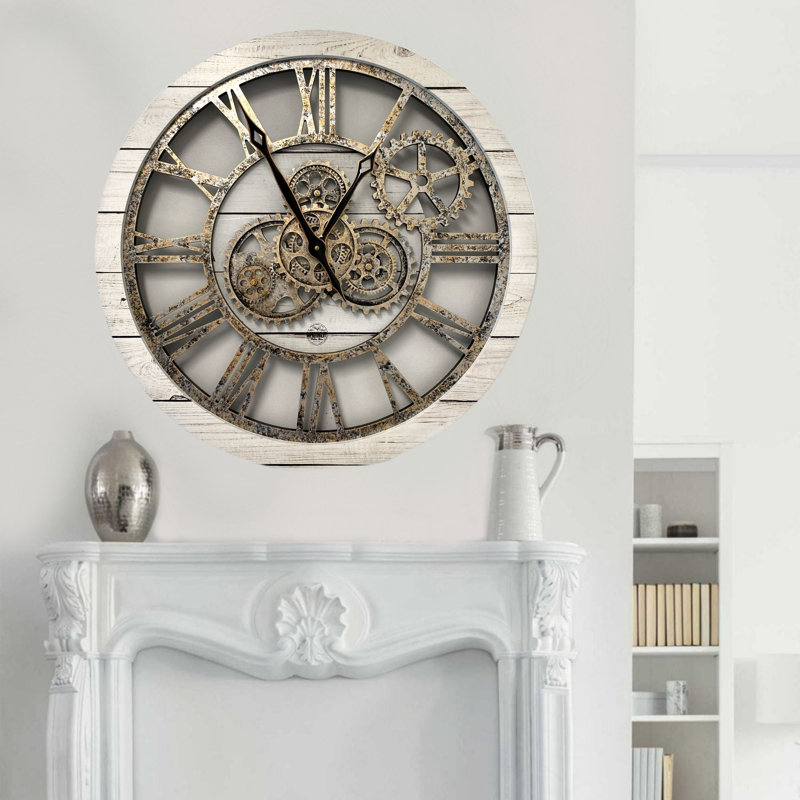 Solid Wood Wall Clock, White