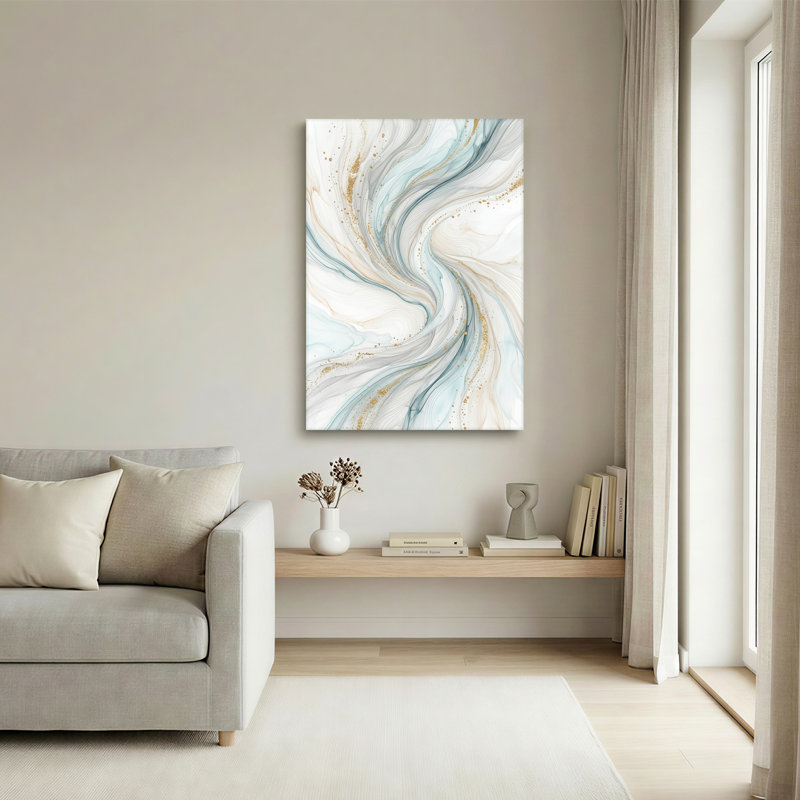 Toile abstraite sarcelle et or, 40"H x 28"W