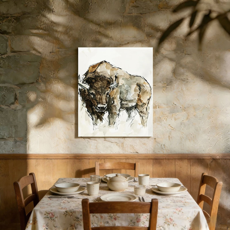 Western American Buffalo, art mural non encadré, L 36 po x l 24 po