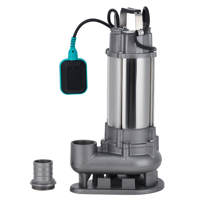 1.5 HP Stainless Steel Submersible Sewage Pump, 6600 GPH, 64 ft Max Head, Automatic Float Switch, Effluent Drainage