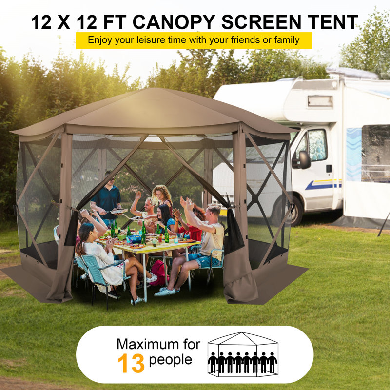 Starry Sky Top, 12 pi x 12 pi, camping portatif avec moustiquaires, Brun