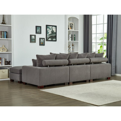 Canapé modulaire Modern Canapé, canapé convertible en U à 5 places en tissu velours côtelé Modern