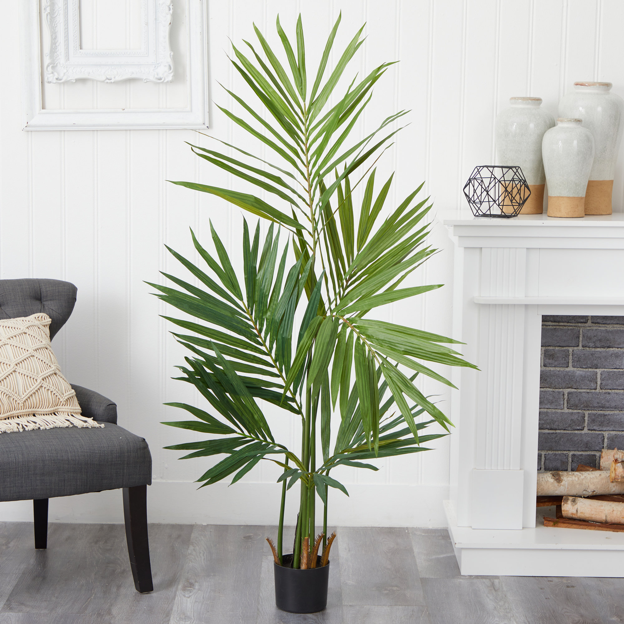 Artificial Palm Tree in Pot, 60"H x 36"W x 36"D/123 Leaves