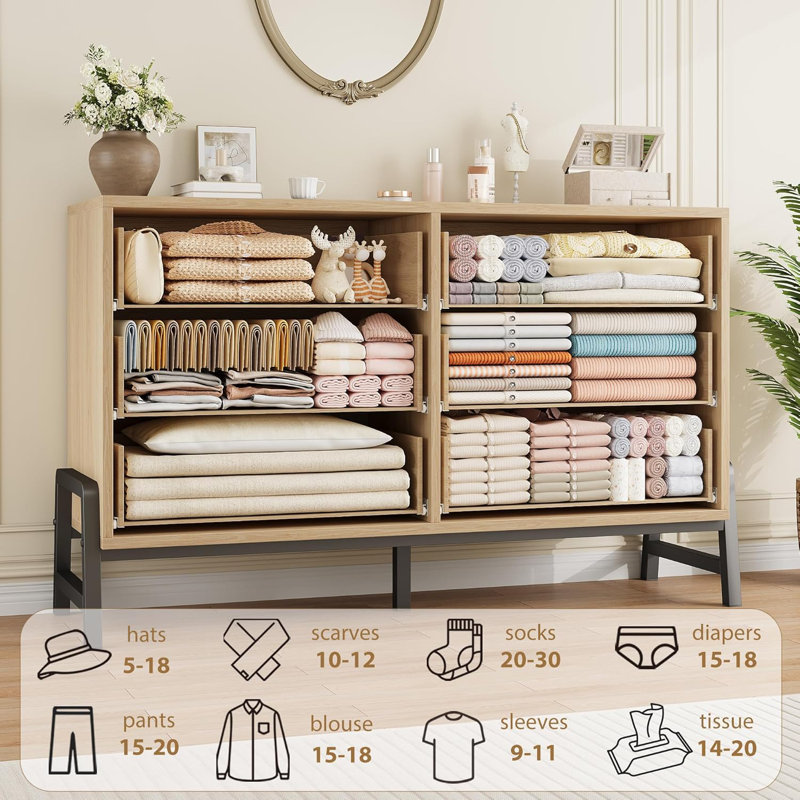 6 Dresser for Bedroom, 52" Wide Drawer with Large Storage Space, Freestanding Wooden Closet Storage Dresser Chest for Living Room, Bedroom, Entryway