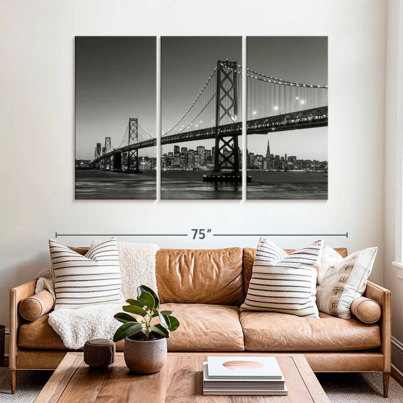 Lilie Bay Bridge In Black And White, 42" H x 65" W