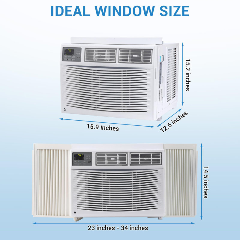 Le climatiseur de fenêtre de 12 000 BTU refroidit une minuterie de 550 pieds carrés en mode veille de 24 heures avec 3 vitesses de filtre de démarrage automatique silencieux