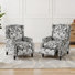 Fauteuil inclinable manuel rembourré à oreilles avec garniture Naihead et pieds en bois massif en forme de vase