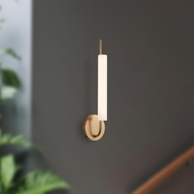Wick 20-in Vintage Brass dimmable LED Wall Sconce