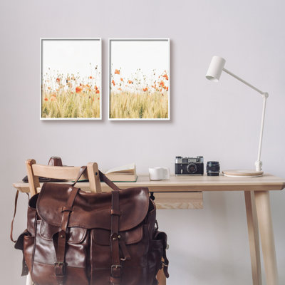 «Country Poppy Field», impression sur bois 2 pièces