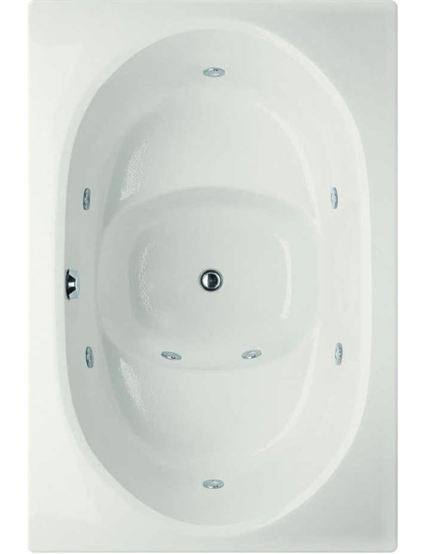 Fuji 60'' x 40'' Whirlpool Gelcoat Bathtub, White, Polished Chrome