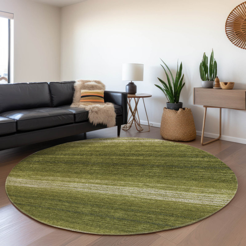 Premium Machine Washable Birchview AMF1033 Striped Rug, Round 8'