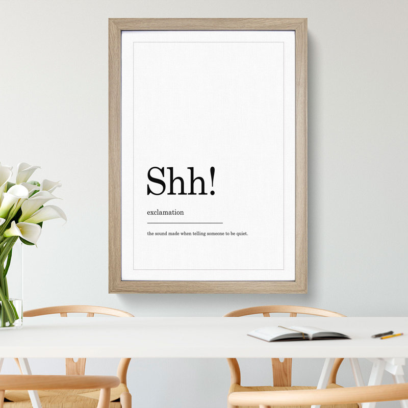 Definition of Shh - Picture Frame Typography, Oak, 36cm H x 27cm W x 2cm D