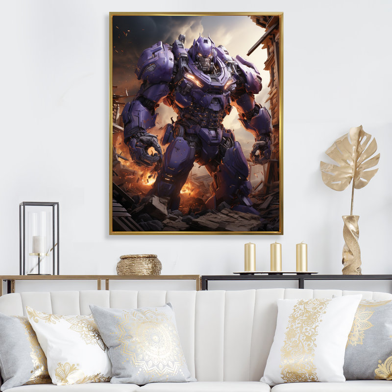 Villian Transformer III - Imprimé, H 40 po x l 30 po x P 1,5 po, Cadre flottant doré
