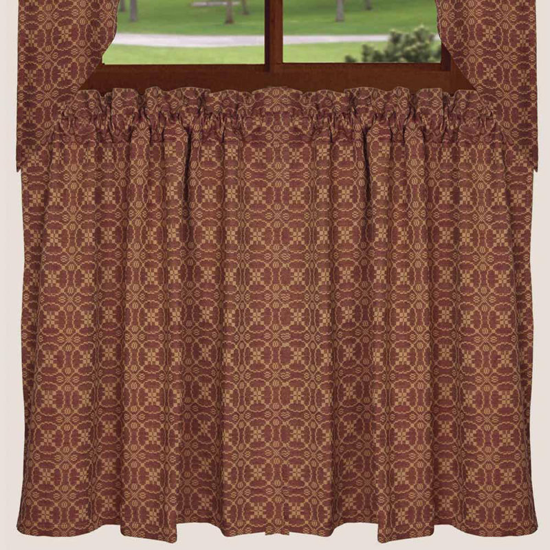Panneau de rideau simple 100% coton Khadijah Marshfield, Rouge grange / brun clair