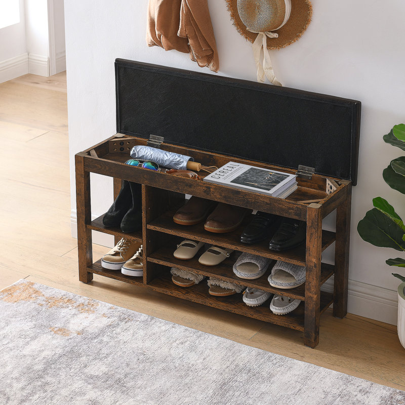 Banc à chaussures avec compartiments de rangement, Rétro
