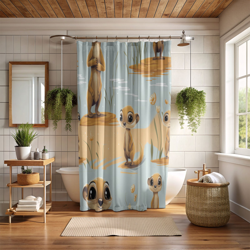 Meerkat Pups - Premium Shower Curtain, 71" W x 74" L