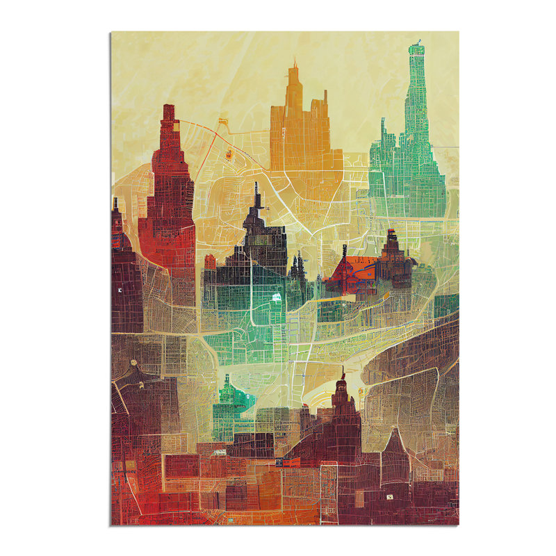 City Skyline Map No.2 - Wall Art, 59.4cm H x 42cm W, Paper, No Matte