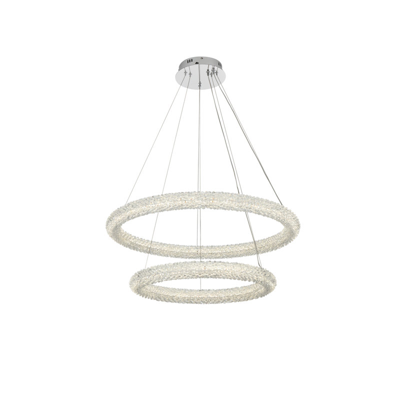 Lustre gradué à 2 lumières DEL Bridgeton, H 12 po x l 32 po x P 32 po, Chrome