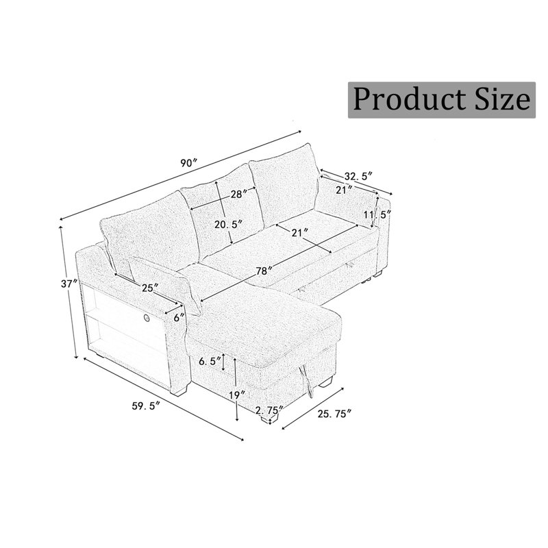 Dionn Upholstered 90'' Sofa