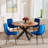 5-Piece Round Glass Dining Table Set with 4 Velvet Dining Chairs-1135400315-1135400316-1135400307