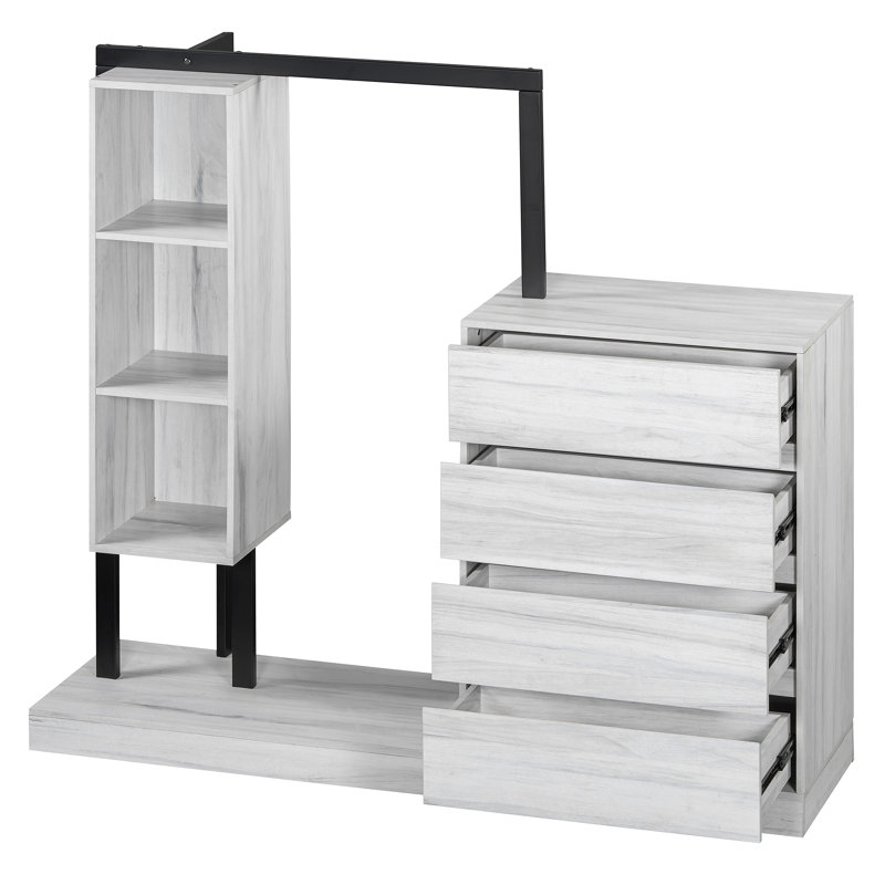 Armoire avec 4 tiroirs et 3 tablettes, Gris