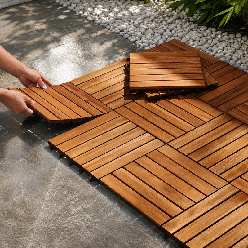 Dalles de terrasse emboîtables en bois brun de 30,5 cm x 30,5 cm (12 po x 12 po) - Paquet de 24 pièces, 24
