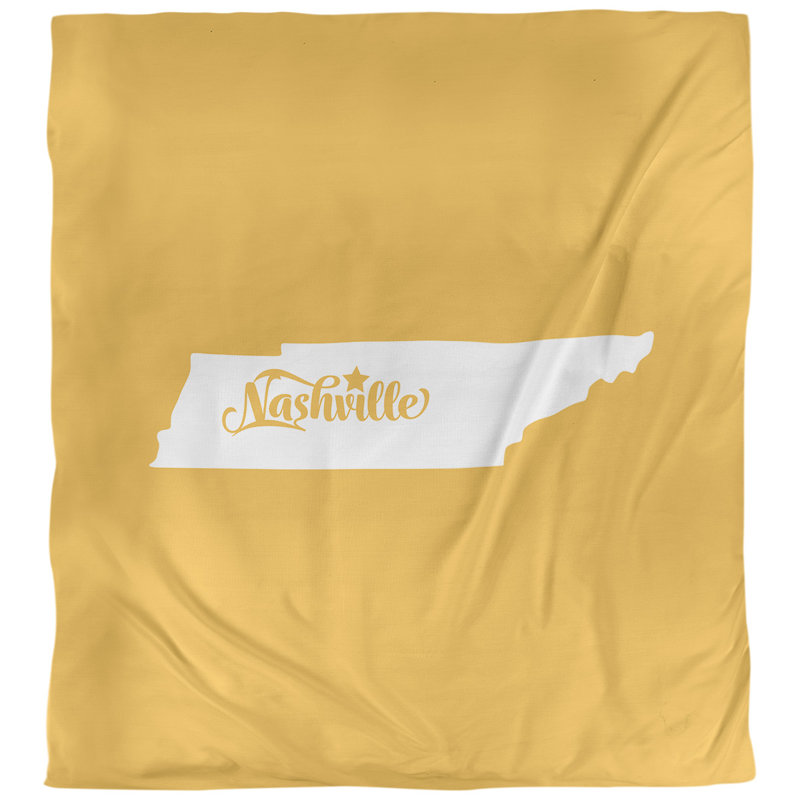 Housse de couette réversible simple Nashville Tennessee, Microfibre, Housse de couette pour très grand lit, Jaune